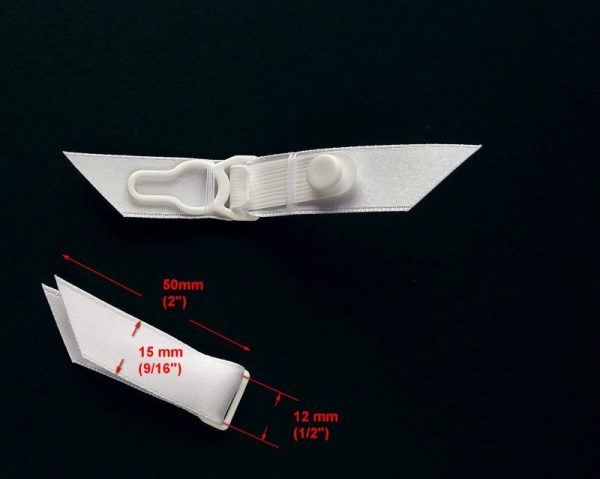 white satin ribbon garter belt clips with measurements
