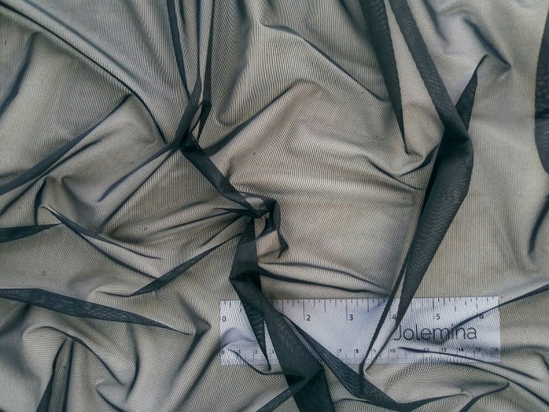 Extra light weight black sheer stretch powermesh fabric - Jolemina