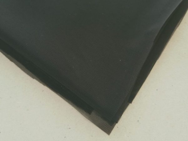 black extra lightweight stretch powermesh folded