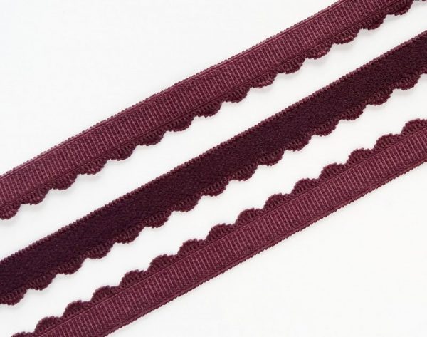plum purple scalloped edge elastic ribbon