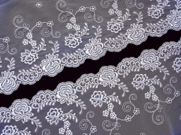 white non stretch directional embroidery lace