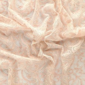peachy pink stretch allover lace fabric