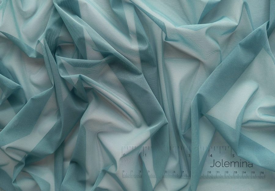 Teal extra light weight sheer stretch powermesh fabric, 140 cm (55'') wide  - Jolemina