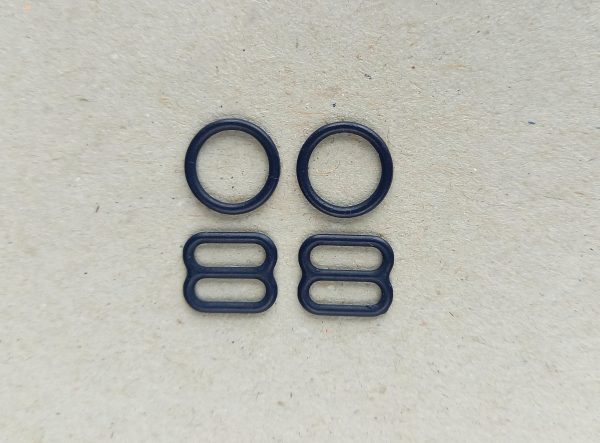 10 mm navy blue enamel coated metal rings and sliders