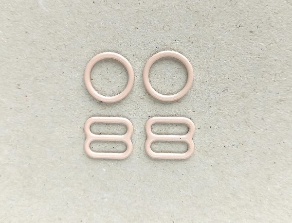 10 mm pale skin enamel coated metal rings and sliders