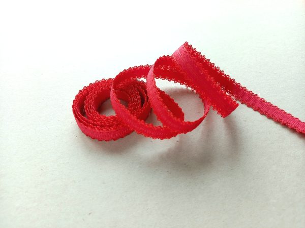 12 mm 1/2 in decorative red lingerie strap elastic looped edge