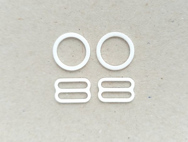 12 mm 1/2 in white coated metal rings and sliders stamped shape