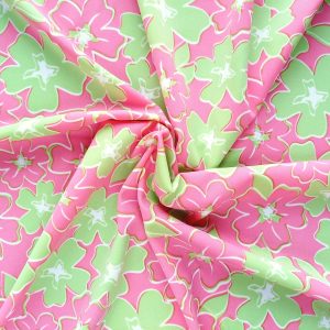 green pink floral beachwear fabric