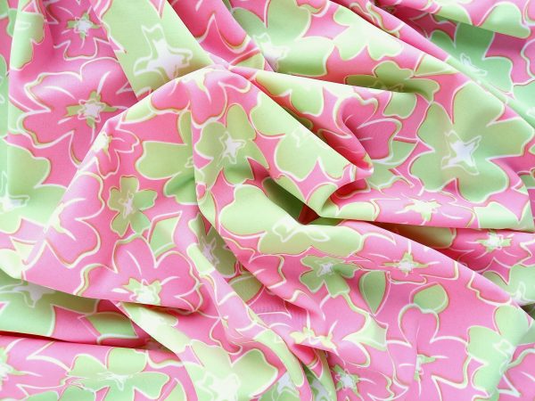 watermelon pink floral activewear fabric