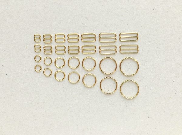 gold metal rings and sliders 6-20 mm