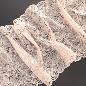 pale peach floral wide elastic lace trim