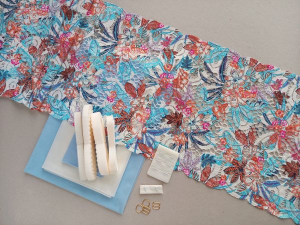 lingerie making kit with lace tropical pattern