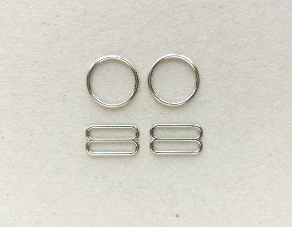 silver metal rings and sliders 15 mm