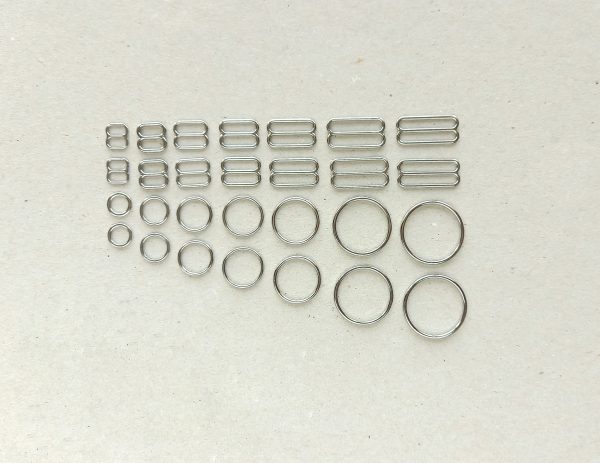 silver metal rings and sliders 6-20 mm