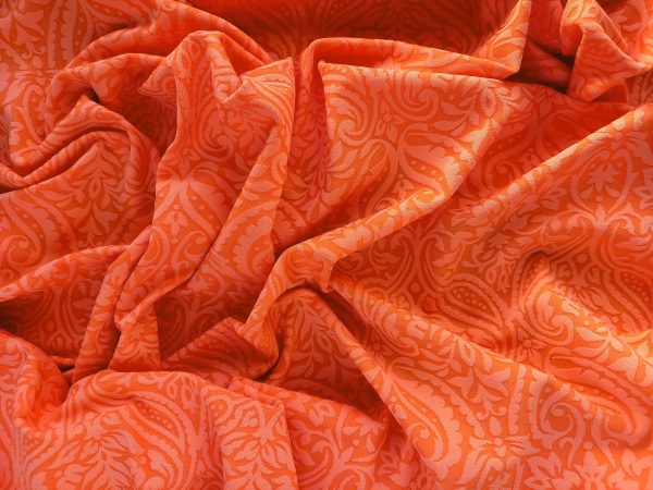 oranž žakaarmustriga rannariiete valmistmise kangas