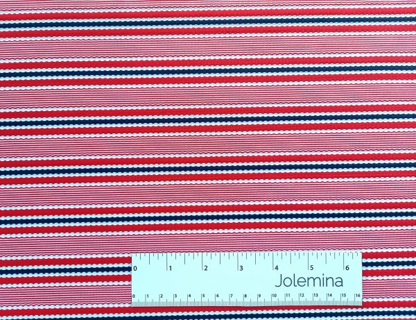 red blue white woven striped 3D swimwear fabric