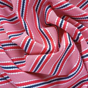 red blue white woven striped 3D swimsuit fabric