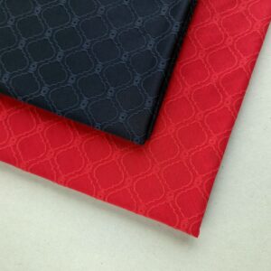 red and navy blue decorative stretch mesh fabric with diagonal checkered pattern