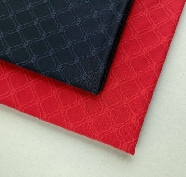 red and navy blue decorative stretch mesh fabric with diagonal checkered pattern